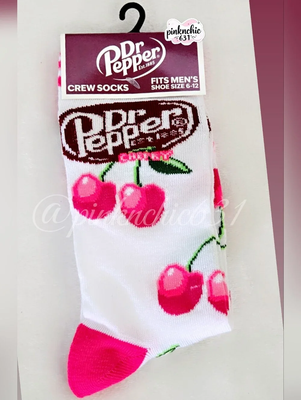 Dr Pepper Womans Cherry Crew Socks 6-12